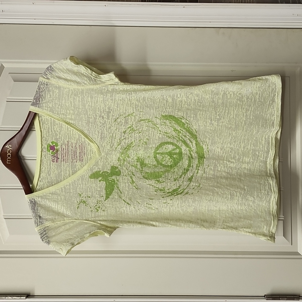 Eco Malibu green sheer top organic cotton size large